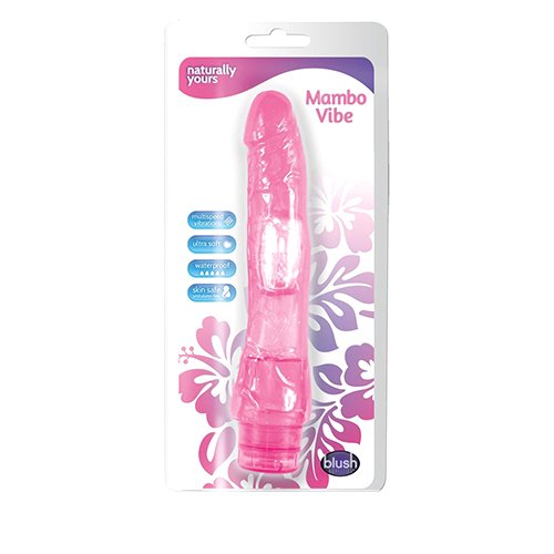 Blush Novelties Mambo Vibe - 9 Inch Long Soft Realistic Feel Vibrating Dildo - Slim 1.4" Multi Speed Flexible Vibrator - IPX7 Waterproof Sex Toy for Women Couples - Clear Pink