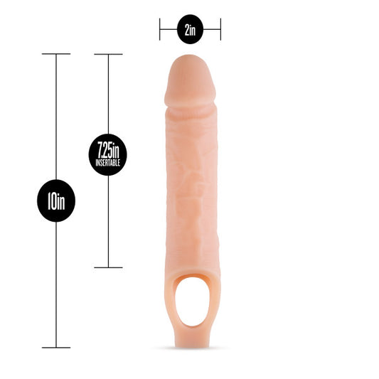 Blush Novelties Performance Plus - Purio Silicone Cock Sheath Realistic Penis Enlargement Extender - Thicken Penis 2", Extend 1.5", Satin Smooth Ultrasilk, Ribbed for Pleasure, Stretch Your Balls