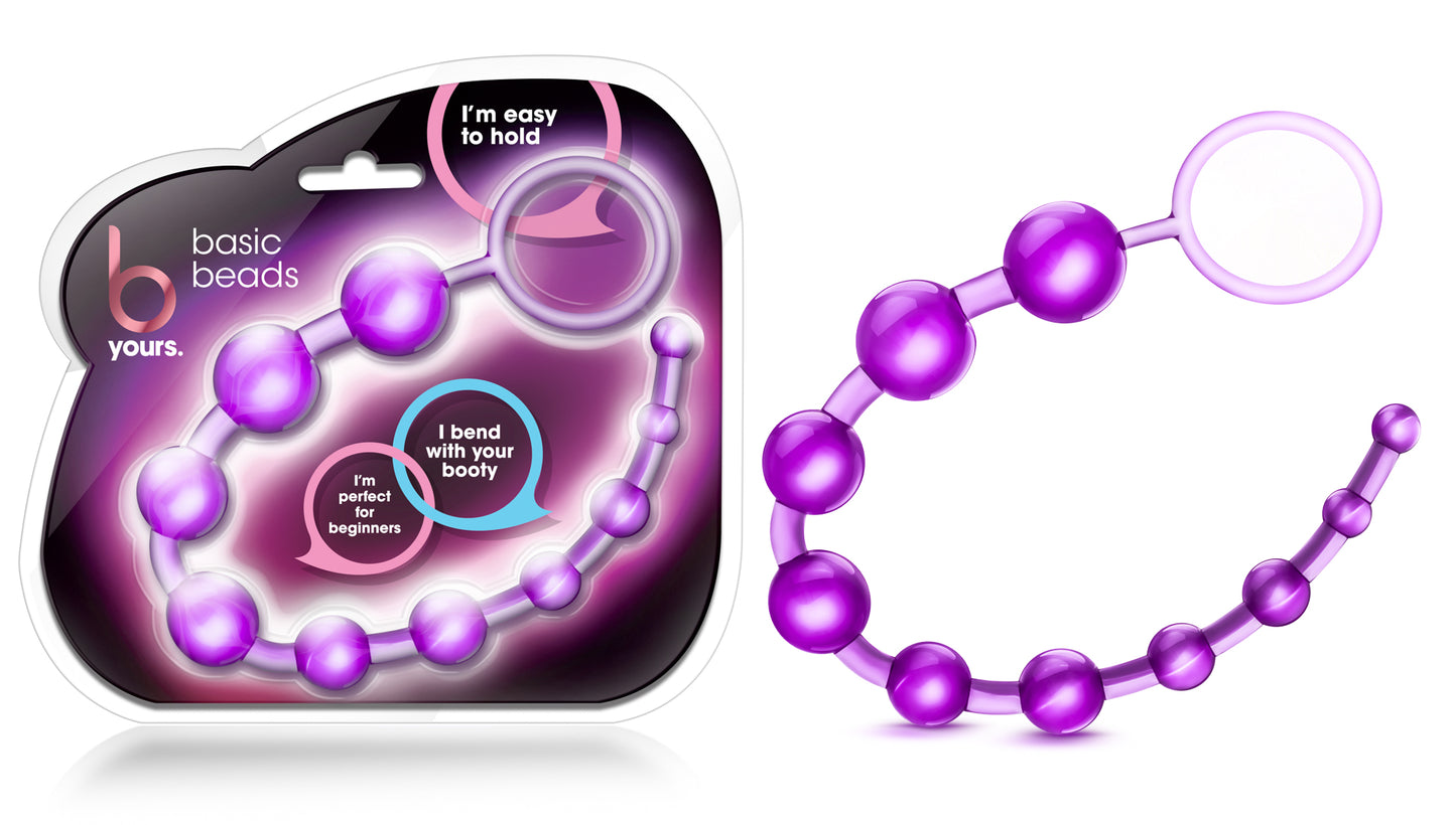 Blush Basic Silicone Anal Beads - 12 Inch - Smooth & Seamless Anal Chain with Pull Ring - Graduated Balls Up to 1" Width - Body Safe - Adult Sex Toys for Beginner Women Men Couples - Clear Purple