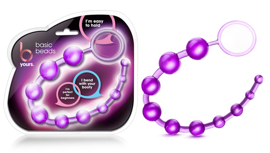 Blush Basic Silicone Anal Beads - 12 Inch - Smooth & Seamless Anal Chain with Pull Ring - Graduated Balls Up to 1" Width - Body Safe - Adult Sex Toys for Beginner Women Men Couples - Clear Purple