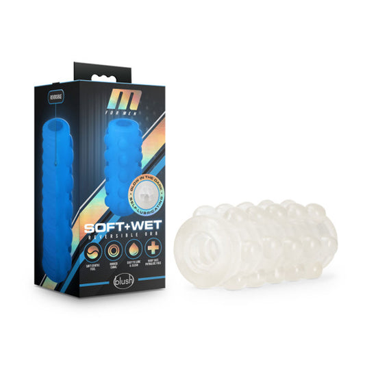 Blush M For Men 5" Soft & Wet Reversible Orb Frosted Masturbator - Self-Lubricating 2-in-1 Ribbed & Nubs Penis Sleeve, Ultra-Soft TPE, Open-Ended & Stretchy, Pocket Pussy Stroker Adult Sex Toy for Men