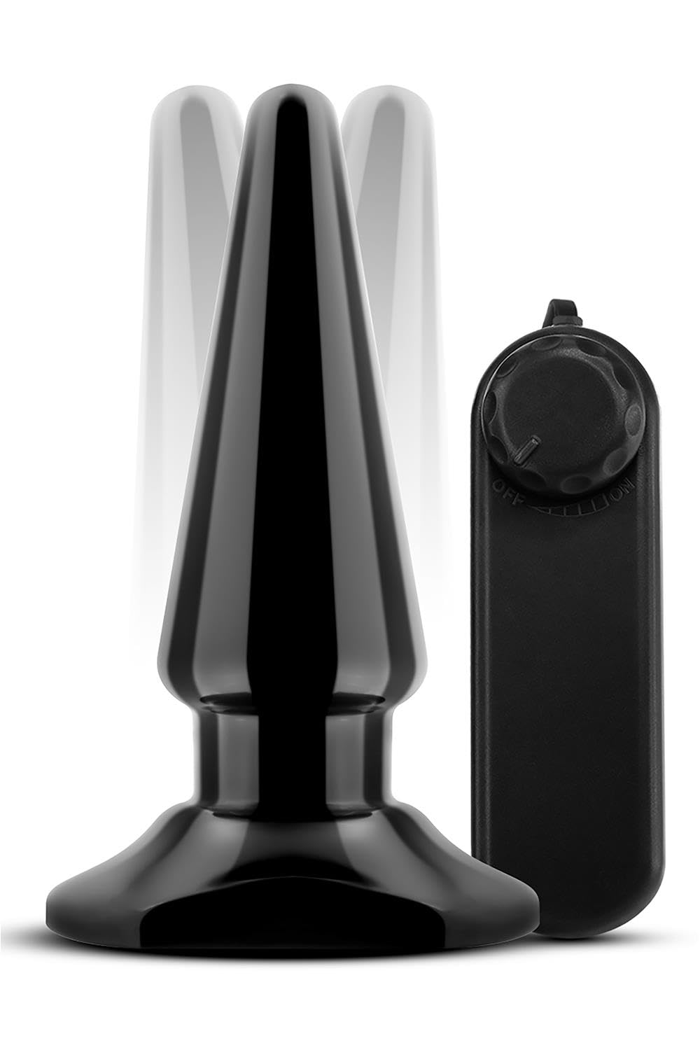 Blush Novelties - Basic 4 Inch Vibrating Anal Plug - Tapered for Comfort - 1.25Max Width - Remote Controlled Tunable Vibrations - Anal Sex Toys for Women Men Couples - Black