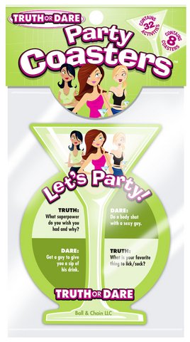 Ball & Chain Let's Party Truth or Dare Coasters, 8 Count
