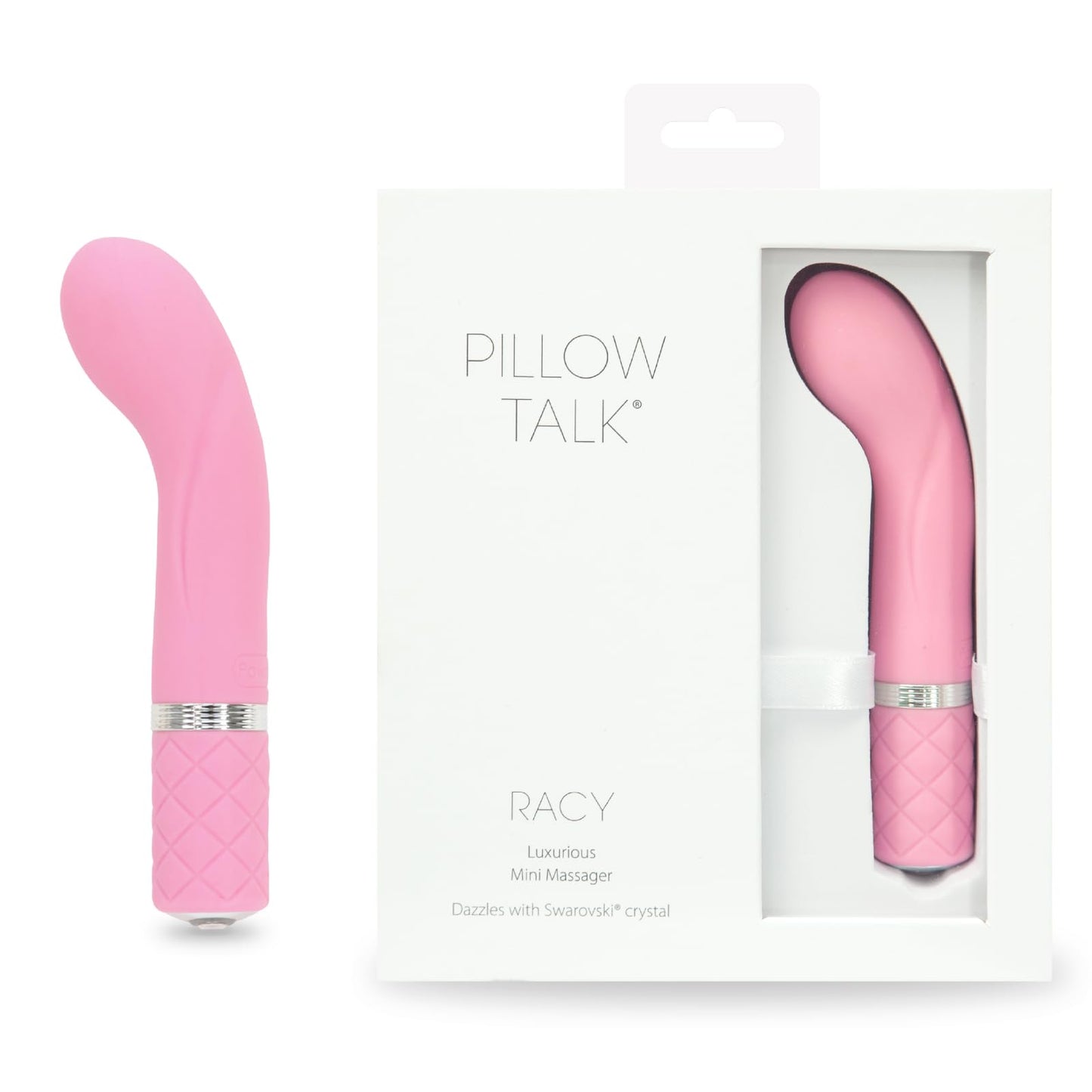 Pillow Talk Racy Mini Vibrator, Flexible for Optimal G-Spot Stimulation, Incremental Speed Control for Precise Power with Crystal Button, Rechargeable for Cordless Play (Pink) (Pink)