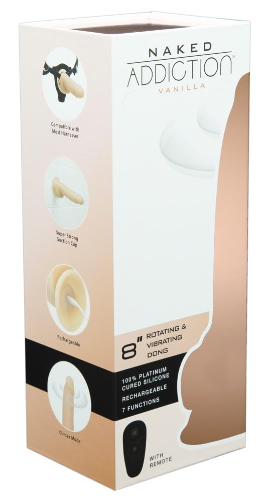 BMS Enterprises 77870: Naked Addiction Rotating & Vibrating Dong, 8In, Vanilla