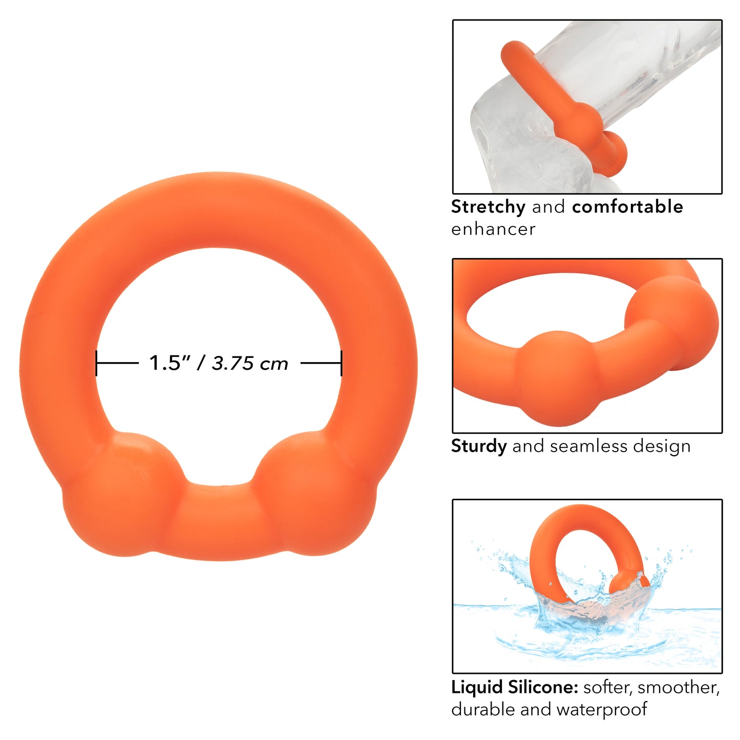 CalExotics Alpha Liquid Silicone Dual Ball Cock Ring for Men - SE-1492-12-2