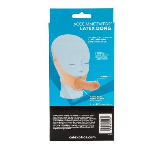 CalExotics Original Accommodator Latex Dong – Hands Free Strap On Probe for Couples – Adult Dildo Sex Toys - Ivory