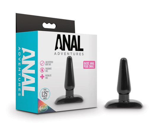 Blush Novelties Anal Adventures Basic Butt Plug - 4 1/4 Inch Small Easy to Insert Smooth Latex Free Pleasure Beginner Training Adult Toy - Comfortable Anchor Base - Sex Toys