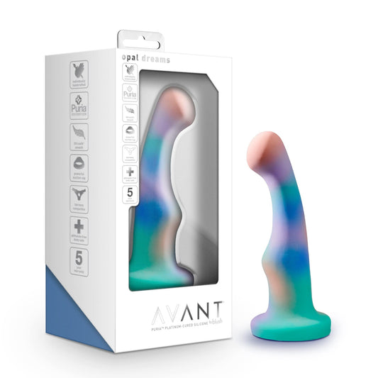Blush Avant Opal Dreams 6" Curved Dildo for G- & P-Spot - Deep Elegant Pleasure Stimulation Ultrasilk Silicone Cock - Suction Cup, Strap-On - Adult Sex Toy Penis for Women, Men & Couples - (Aqua Blue)