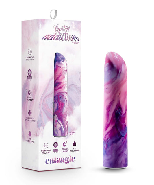 Blush 4" Limited Addiction Entangle Power Vibe Lilac Vibrator, RumboTech 10 Powerful Rumbly Vibes, Chargeable, IPX7, Satin Smooth Feel Multi-Speed Clit & Nipple Massager, Women & Couples Adult Sex Toy