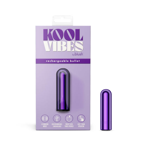 Blush Kool Vibes 2.5" Mini Bullet Vibrator, Quiet Pocket Clitoral Stimulator - 10 Vibrating Functions (5 Speeds & Patterns) USB Rechargeable - Intimate Pleasure Play Adult Sex Toy for Women - (Grape)