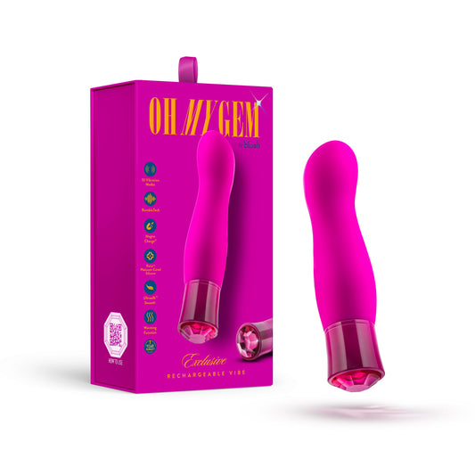 Blush Oh My Gem 5.5" G-Spot Vibrator – Curved UltraSilk Silicone Vibrating Bullet with RumboTech Warming & 10 Vibe Modes – Soft Personal Massager Sex Toy for Women & Couples Pleasure – Tourmaline