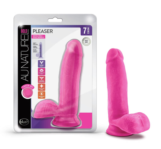 Blush Novelties - Bold Pleaser - 7 Inch Ultra Soft Realistic Sensa Feel Dual Density Dildo - Flexishaft for A Firmer Erection - StrapOn Friendly Suction Cup for Hands Free Play - Sex Toy for Women Men