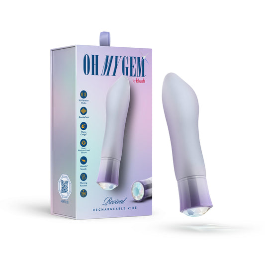 Blush Oh My Gem - Revival - 5.5" Puria Silicone Small Bullet Vibrator for Women - Mini G Spot Nipple Clit Vibrator with 10 Vibrating Modes & Warming Function - Waterproof Personal Massager - Opal
