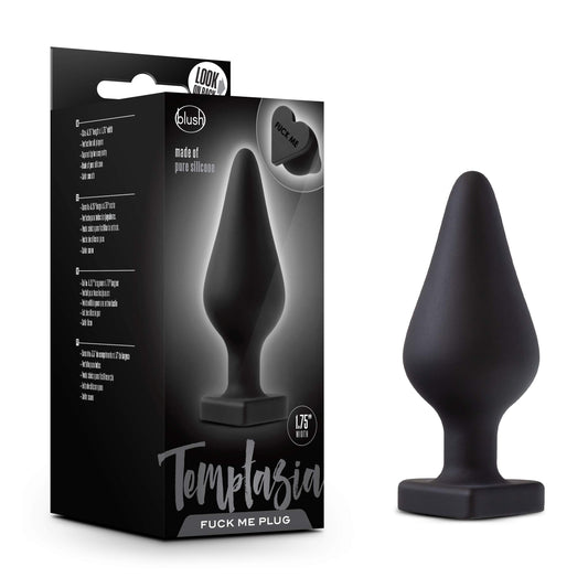 Blush Novelties Temptasia Fuck Me Heart Shaped Silicone Butt Plug, Candy Heart Anal Plug, Sex Toy for Women, Black