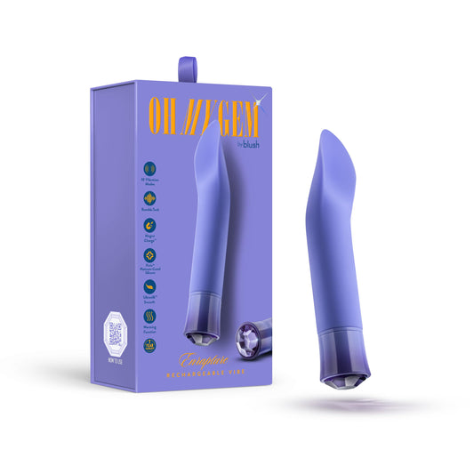 Blush Novelties Oh My Gem - Enrapture - 6.25Puria Silicone Clitoral Vibrator - 5 Speeds & 5 Unique Vibrating Modes with Warming Function - USB Rechargeable with Cable Included - Tanzanite