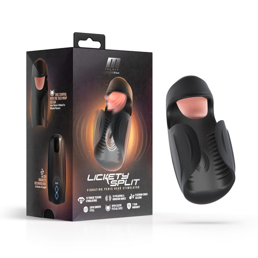 Blush M for Men Lickety Split 5.75" Male Masturbator, 10 Modes - Vibrating Oral Stimulator with Tongue Licking & Taco Wrap - Textured Penis Stroker, USB Rechargeable - Body-Safe Adult Sex Toy for Men