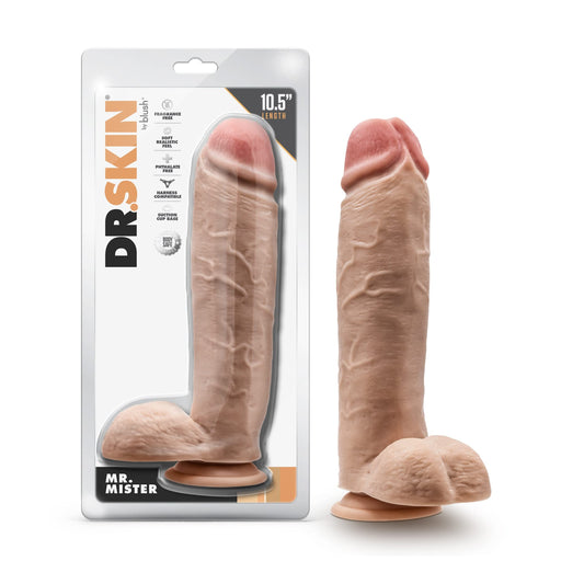 Blush Novelties Dr. Skin by - 10.5 Inch Long, 2.5 Inch Thick Realistic Dildo with Balls and Suction Cup Base - Soft, Lifelike Feel Horse Size XL Dong - Women Men Couples Adult Sex Toy