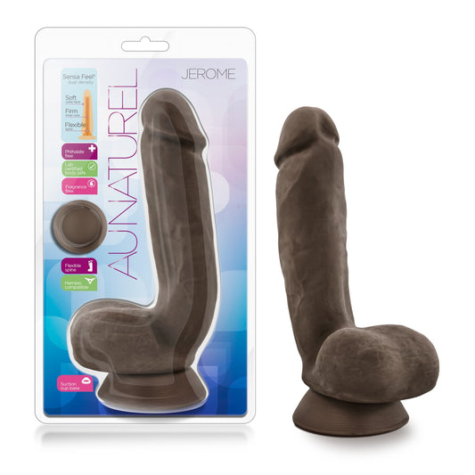 8.75" Realistic Sensa Feel Dual Density Dildo - Cock and Balls Dong - Suction Cup Harness Compatible - Sex Toy for Women - Sex Toy for Adults (Brown)