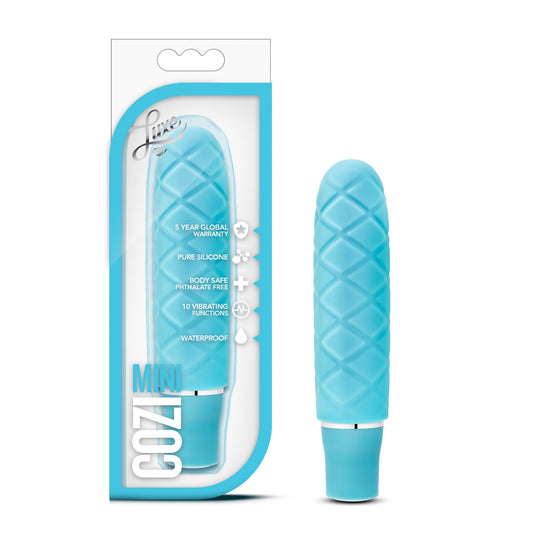 Blush Novelties Luxe Cozi 10 Vibrating Functions Satin Smooth Silicone AAA Battery Mini Pocket Vibrator - IPX7 Submersible Waterproof - Compact Stimulator Adult Toy - Sex Toy for Women Couples - Aqua