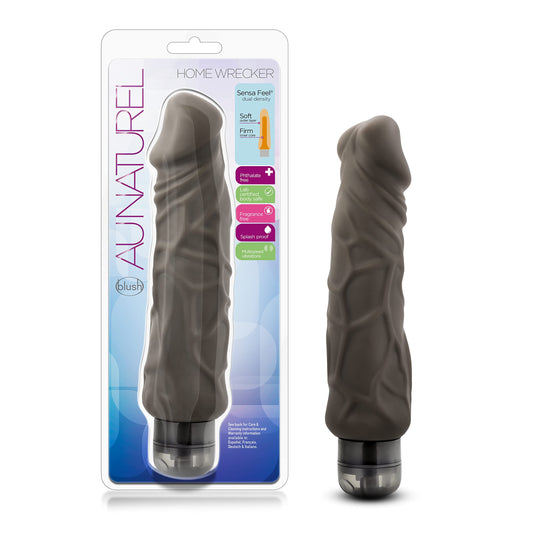 Blush Novelties Au Naturel - 9 Inch Ultra Soft Sensa Feel Dual Density Vibrating Dildo - Bendable Flexishaft - IPX7 Waterproof - Multi Speed Realistic Vibrator Sex Toy for Women, Men, Couples - Brown