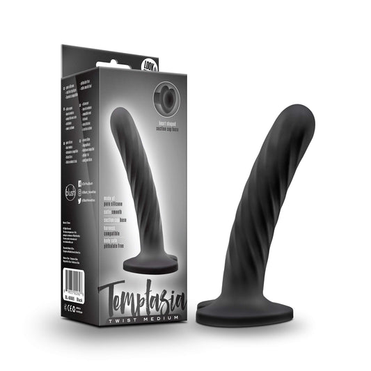 Blush Novelties Temptasia Twist Medium Silicone Dildo - 5.5 Inch Length and 1 Inch Width - Twisted Swirl for Added Friction - Heart Shaped Suction Cup Base and Harness Compatible - Sex Toy for Adults