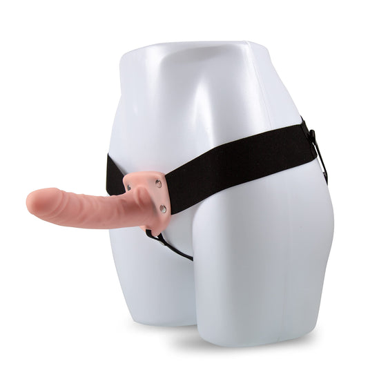 Blush Dr. Skin 6 Inch Hollow Strap-On System - Elastic Waistband Harness & Strap On Dildo - Realistic Cock Extender for Pegging - Adult Sex Toys for Women Men & Couples Pleasure - Vanilla