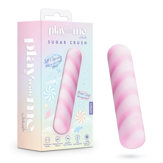 Blush Play with Me Sugar Crush 4" Bullet Vibrator - 10 Powerful Vibes for Clit & Nipple, Soft Silicone Pocket Pussy Pleaser - USB Rechargeable, Waterproof, Travel Friendly Sex Toy for Women - (Pink)