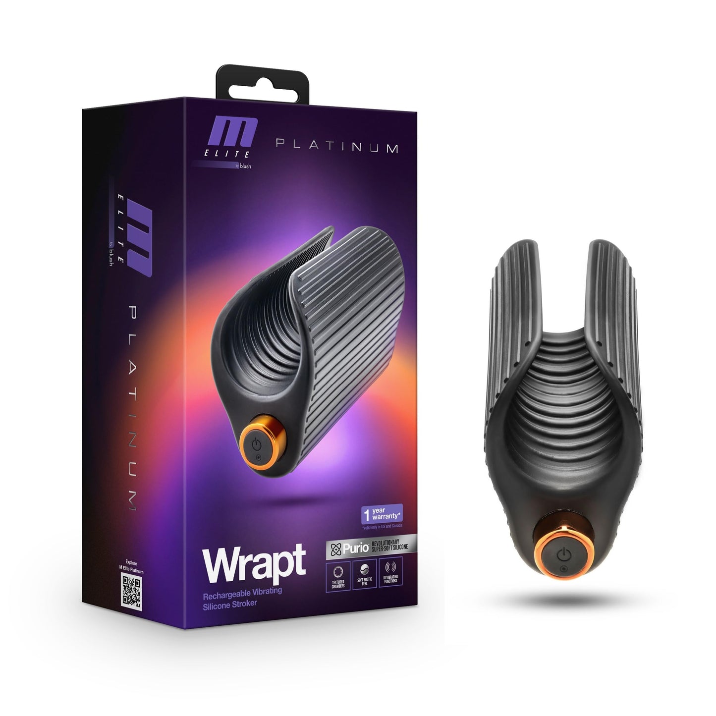 Blush Novelties Wrapt - Premium Purio Silicone Male Cock Stroker Masturbator Realistic Flesh Feel 10 Vibration Settings Rechargeable 3 Pleasure Chambers Oral Sex Simulation Mens Sex Pleasure Toy