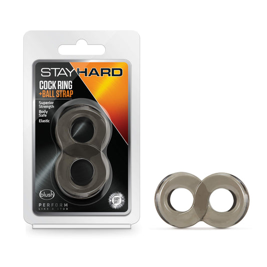 Blush Novelties Stay Hard Cock Ring & Ball Strap - Harder, Bigger, Stronger Erections - Soft & Stretchy Penis Ring for Long Lasting - Male Performance Enhancement - Adult Sex Toys for Men or Couples