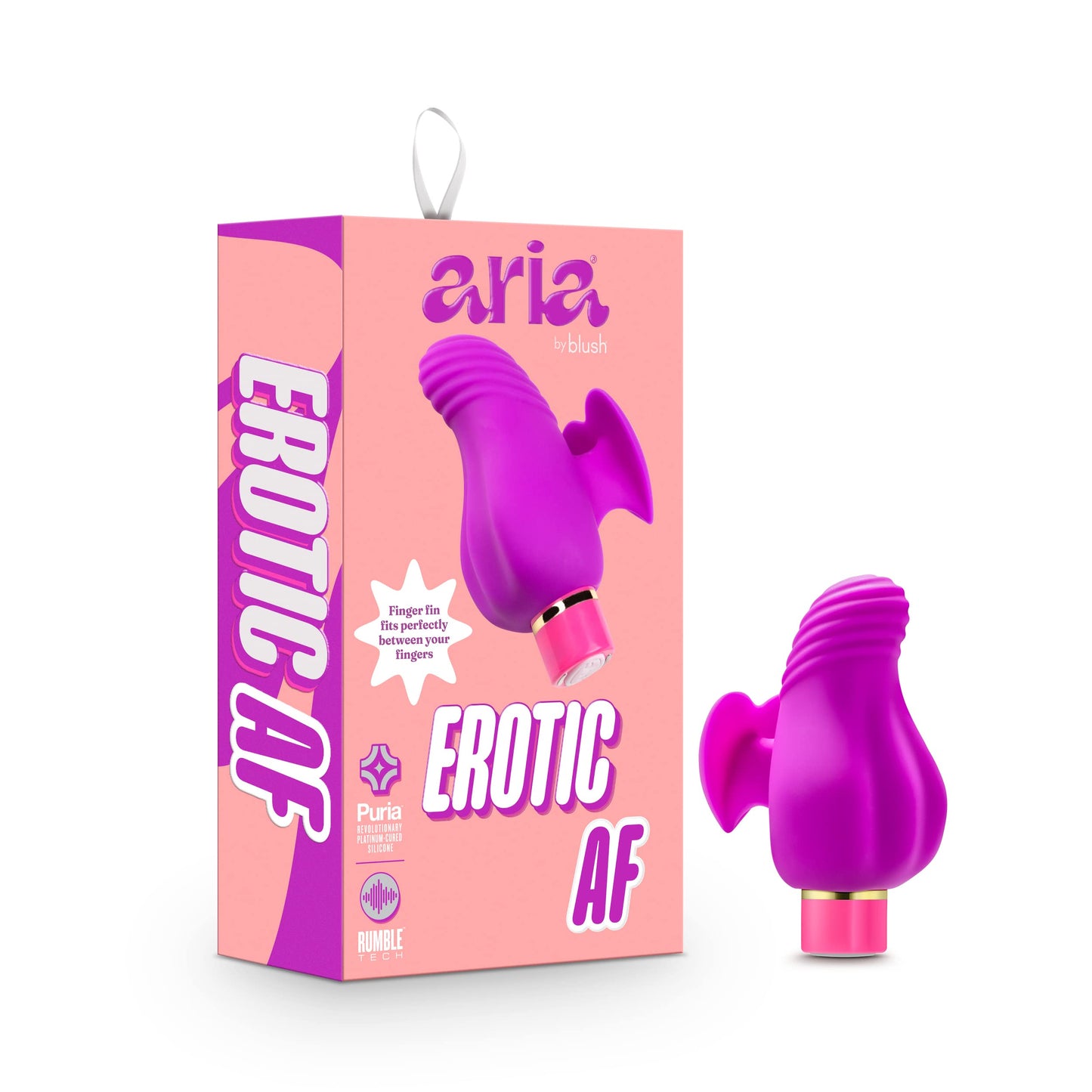 Blush Novelties Aria Erotic AF Silicone Vibrator - RumbleTech Rumbly 10 Vibration Settings - Finger Fin for Accessibility and Grasp - IPX7 Waterproof and Easy to Clean - Sex Toy