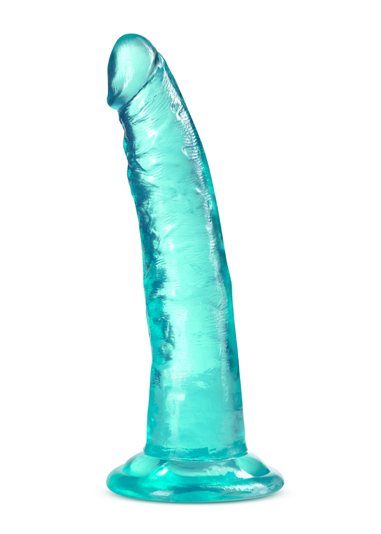 Blush Novelties B Yours Plus Lust nâ€™ Thrust Suction Cup Harness Compatible Transparent Teal Tapered Head Sex Toy for Adults Men Women