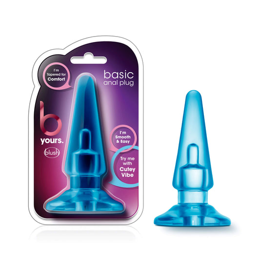 Blush Novelties B Yours Basic Anal Plug - Tapered Tip for Easy Insertion - Base Anchors Plug Outside The Body - 4 Inch Length and 1.25" Width - May Be Used with Blush Cutey Vibe - Sex Toy for Adults