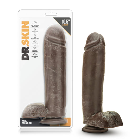 Blush Novelties Mr. Mister 10.5 Inch Realistic Monster Dildo - Huge 2.5" Thick Skin-Like Girthy Penis with Suction Cup for G-Spot and Anal Play - Strap-On Compatible - Adult Sex Toy for Women Men Gay