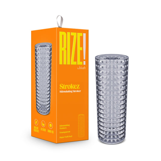 Blush Rize Strokez 5.5" Male Masturbator Penis Sleeve - Squishy Pocket Pussy Stroker - Stimulating Ticklers for Pleasure - Open-Ended Real Feel Manual Masturbation Cup - Adult Sex Toy for Men - Clear