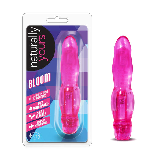 Blush Novelties - Naturally Yours Bloom Small 6.75 Inch Soft Vibrator with Flexishaft 2.0 Adjustable Speeds, IPX7 Waterproof, Petite 1.5" Width, Powerful, Beginners Sex Toy for Women - Clear Pink