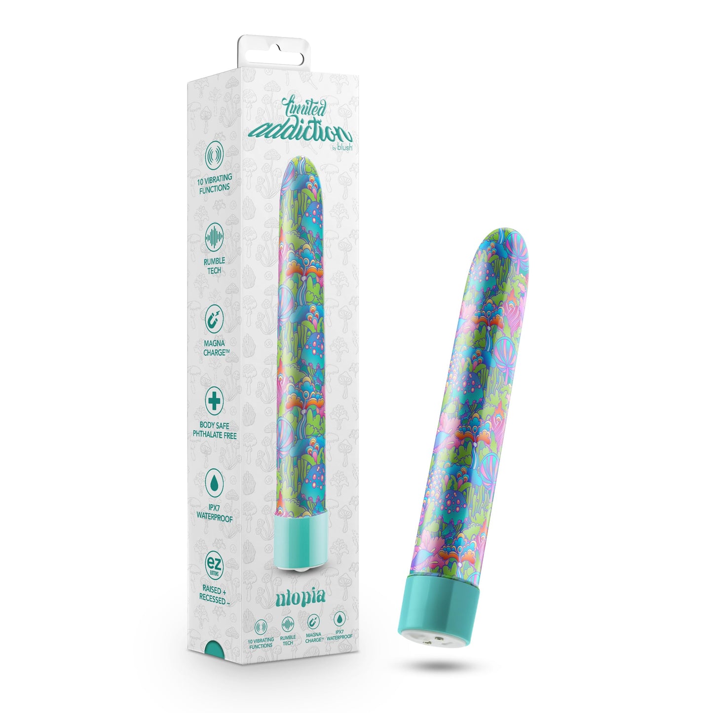 Blush Bullet Vibrators for Women - 7" Limited Addiction Utopia - Slim G-Spot Clitoral Nipple Stimulator - Personal Massager with 10 RumbleTech Vibrations - Waterproof Mini Vibrator - Adult Sex Toys