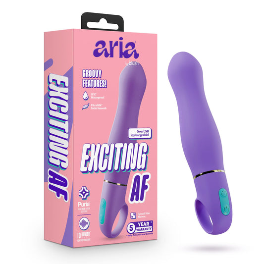 Blush Aria Exciting AF 6" Silicone G-Spot & Vaginal Vibrator, Ultrasilk Curvy Round Headed Clitoral Stimulator, USB Charge, IPX7, Body-Safe Vibrating Adult Sex Toy for Women & Couples Pleasure- Indigo