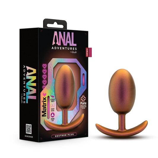 Blush Anal Adventures Matrix 4" Vibrating Butt Plug w/Inner Ball - Stayput & AnchorTech Base - Puria Silicone, Ultrasilk Smooth Body-Safe - Neutron Anal Plug Women, Men & Couples Sex Toy - (Bronze)