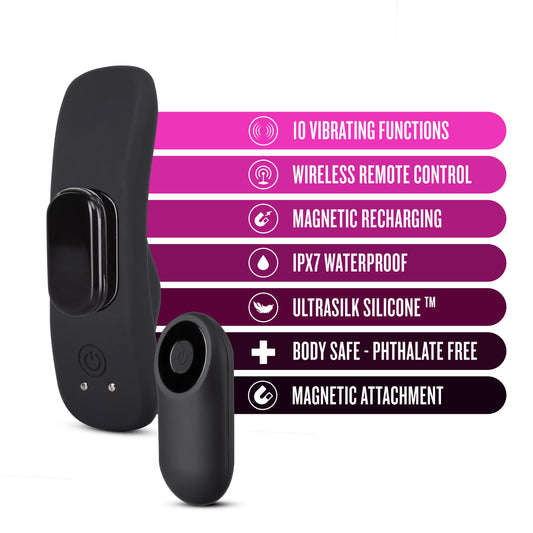 Blush Novelties Temptasia Remote Control Wearable Panty Vibe - Attach to Your Panties Magnetically - Secret Naughty Foreplay in Public with Your Partner - 10 Vibration Mode Waterproof Vibrator