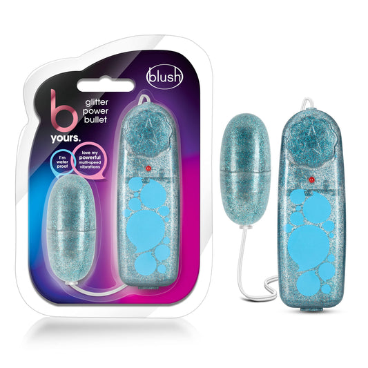 Blush Novelties B Yours Glitter Power Bullet - Remote Control Vibrator - for Vaginal, Clitoral, Nipple Stimulation - Use During Foreplay, Intercourse - Versatile Sex Toy.