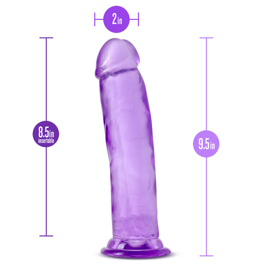 Blush Novelties B Yours Plus Thrill n Drill - Realistic 9.5 Inch Crystal Clear Soft Dildo - Powerful Suction Cup Base for Hands Free Play - Harness Strap On Compatible - Sex Toy for Her Him Couples