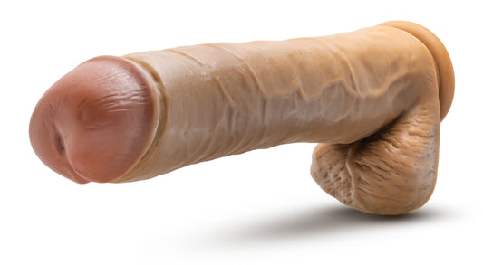 Blush Dr. Skin Dr. Michael 14" Thick Realistic Dildo w/Balls, 2.5" Soft Lifelike Horse Size Cock - Suction Cup, Strap-On Compatible, Anal & Vaginal Play Adult Sex Toy for Women, Men, Couples -(Beige)