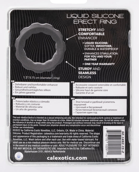 CalExotics Alpha Liquid Silicone Erect Ring – Male Enhancement Support Ring Silicone Sex Toys for Men – Gray