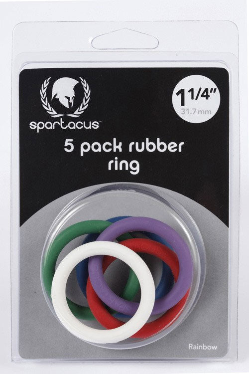 1.25" Rubber Cock Ring Set - Rainbow Pack of 5