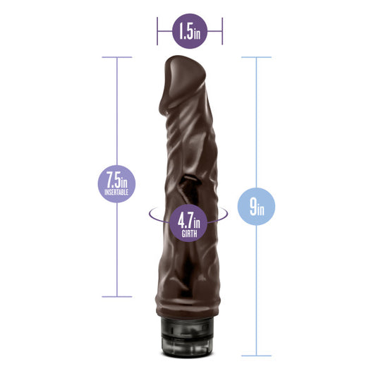 Blush 9" Dr. Skin Cock Vibe-6 Realistic Vibrating Dildo, 1.75 Wide Soft Yet Firm FlexiShaft Brown Cock, IPX7, Vaginal & Anal Play Tunable Vibration Adult Sex Toy for Women, Men, Couples - (Chocolate)