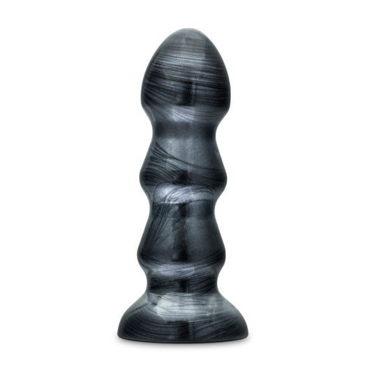 Blush Jet Black Jack 7" Butt Plug - Tapered Anal Dilator Plug with Ribbed Design for Extra Sensation - Large Prostate Trainer for Men Women & Couples - Body-Safe Adult Sex Toy - Carbon Metallic Black