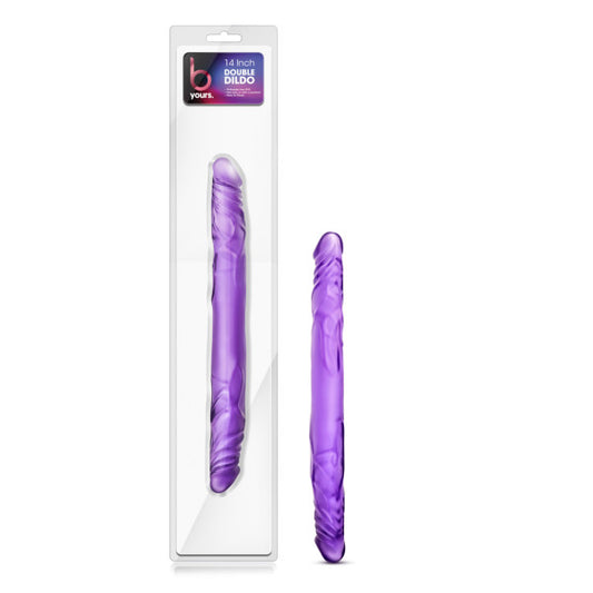Blush Adult Sex Toys – B Yours 14 Inch Realistic Double Sided Dildo – Extra Long, Flexible, Dual-Ended Dong – G-Spot, Anal, Double Penetration – Lesbian, Women, Men, Couples – Soft PVC – Purple