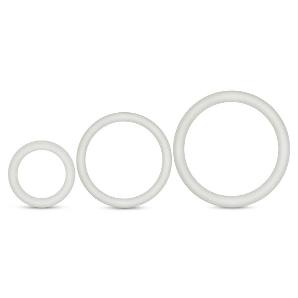 Blush Men Performance VS4 Penis Ring - Glow in The Dark Puria Silicone Cock Ring - Stretchy & Tough Erection Enhancing C-Rings - Various Widths - Pack of 3 Sizes Male Sexual Stimulation Device - White