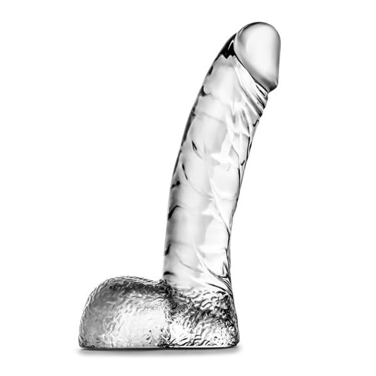 5.5" Realistic Translucent Beginner G Spot Stimulating Dildo - Small Curved Cock and Balls Dong - Sex Toy for Women - Sex Toy for adults (Clear)